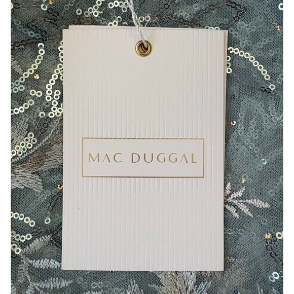 New Mac Duggal Floral Sequin Illusion Gown Mist Size 6 Elegant Evening Dress - Picture 9 of 10